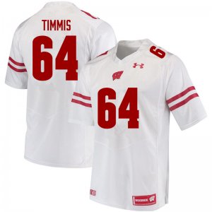 Men's Wisconsin Badgers NCAA #64 Sean Timmis White Authentic Under Armour Stitched College Football Jersey HD31Q71MC